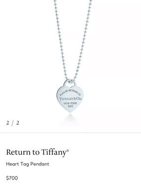 Tiffany & Co. Silver Heart Tag Necklace with Tiffany Blue Pouch
